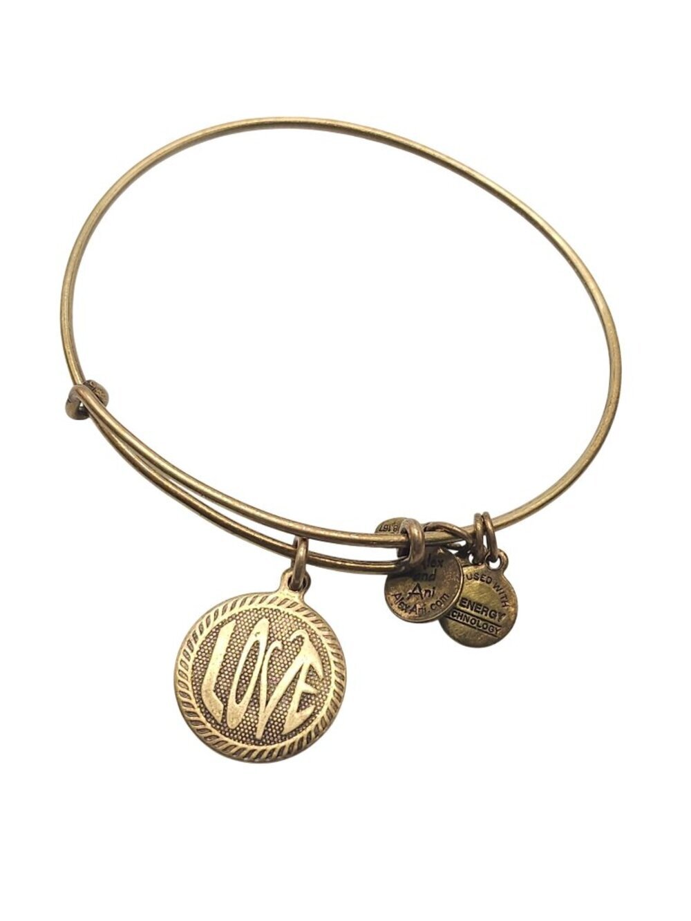 Alex & Ani Gold-Tone Love Charm Bangle Bracelet With Energy Technology 2013